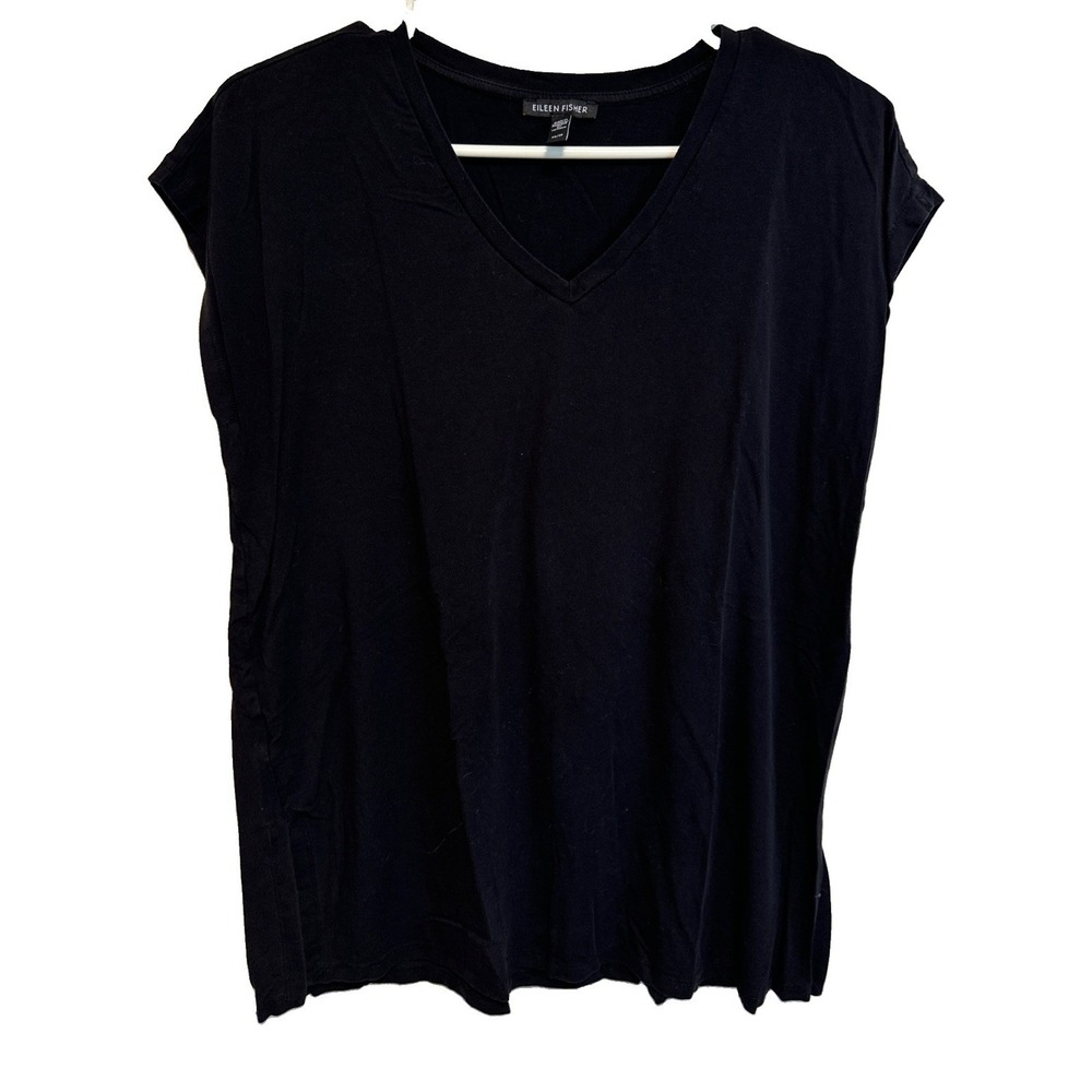 Eileen Fisher Women's Black Tshirt Sz XS V-neck